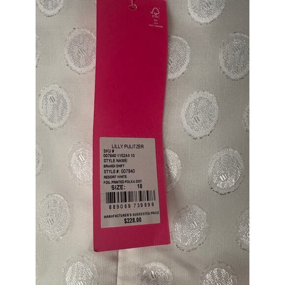 Lilly Pulitzer Brandi Shift Dress Resort White Size 10 NWT Collar Bead Glam Chic - Picture 9 of 16